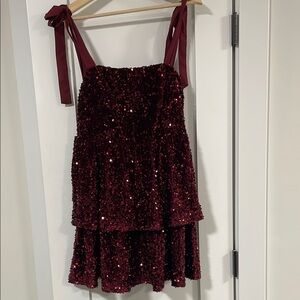 Elegant Burgundy Sequin Dress